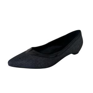 Nine West Gray Black Flats Pointed Toe Fabric Patent Leather  Women's Size 9 M